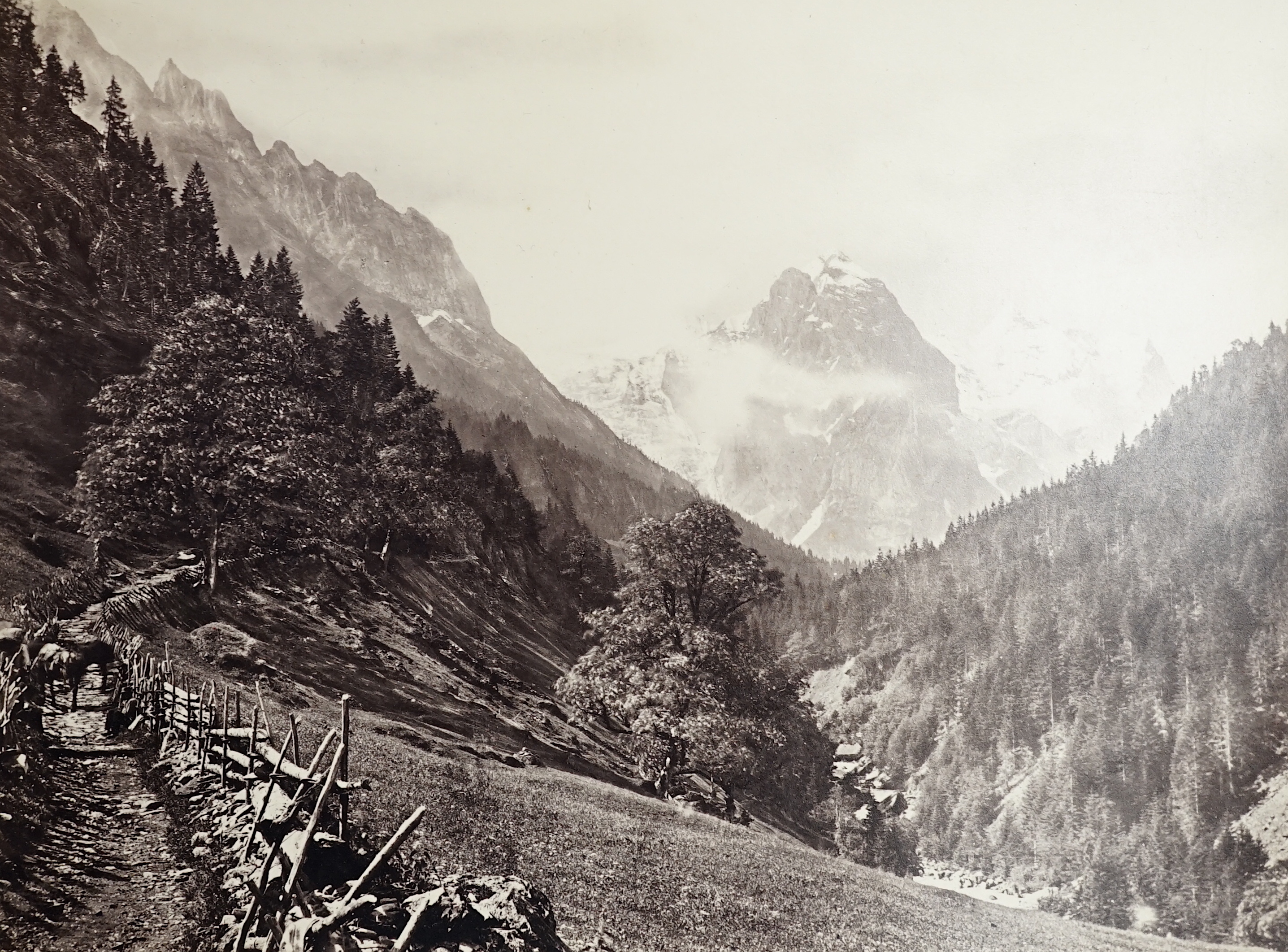 Forty one, unframed, late 19th / early 20th century black and white photographs, mostly European alpine scenes, inscribed in pencil with the titles, the majority 15 x 20cm